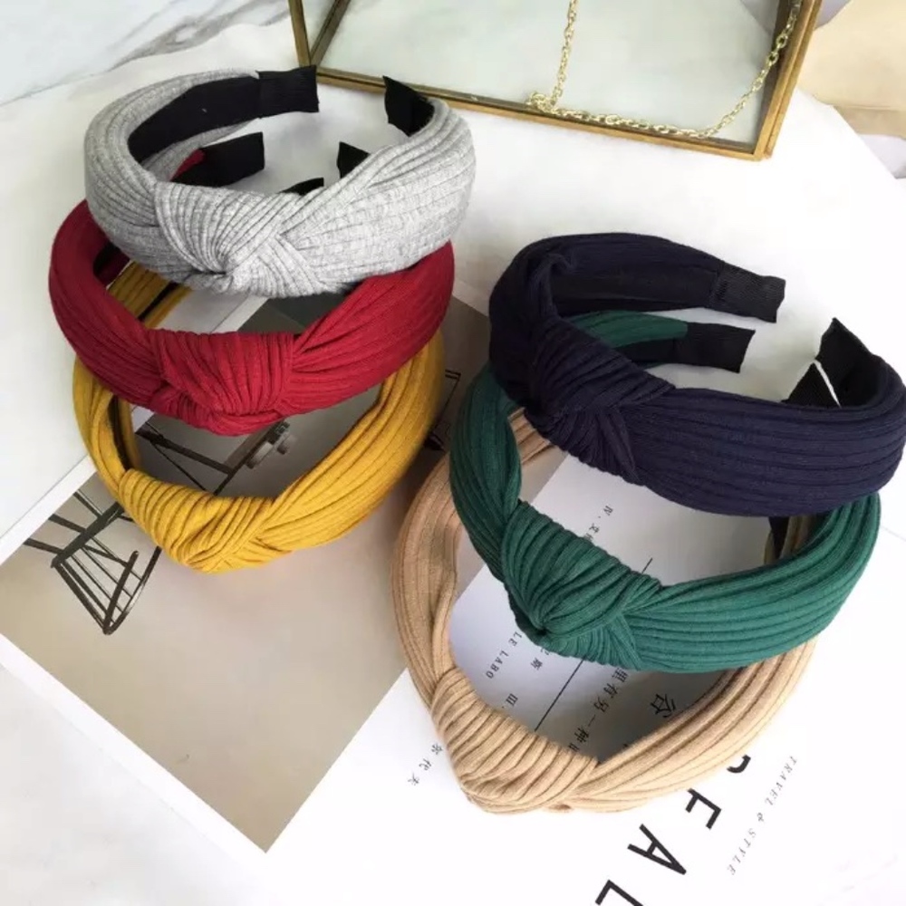 'Mona' Ribbed Knit Single Knot Cloth Headband